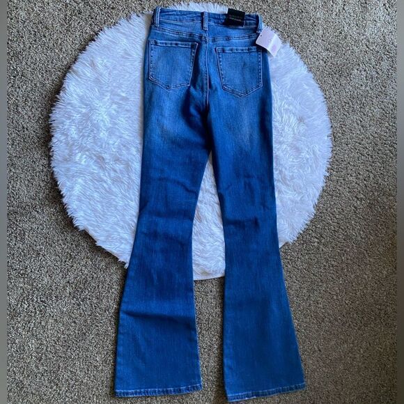 Nina Rossi Jeans Super High Rise Flare Long New Distressed Women’s Size 5 - Picture 2 of 11